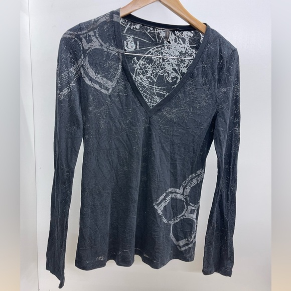 BCBGMaxAzria Tops - Y2K Vintage BCBGMaxAzria Charcoal Long Sleeve V-Neck Top